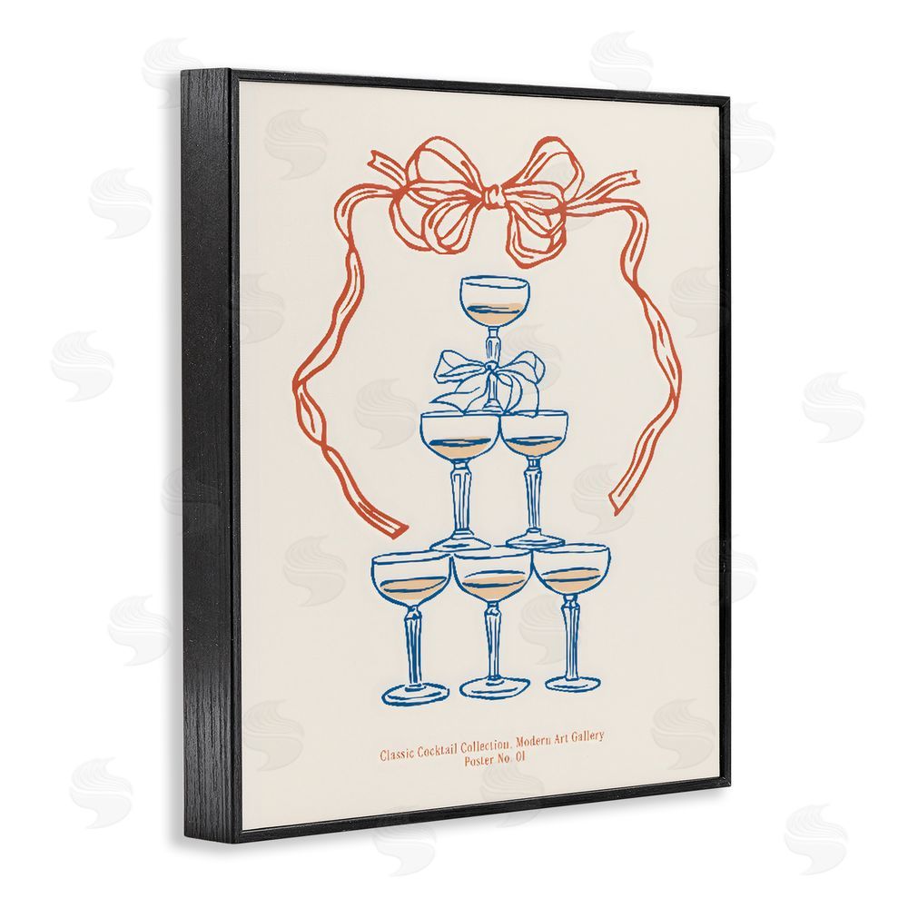 The Prints Vibe Classic Cocktail Tower Black Framed Giclee Wall Art Print