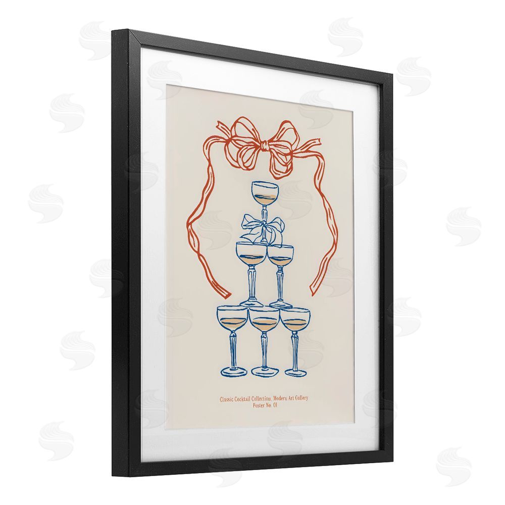 The Prints Vibe Classic Cocktail Tower Black Framed Print Under Glass Wall Art