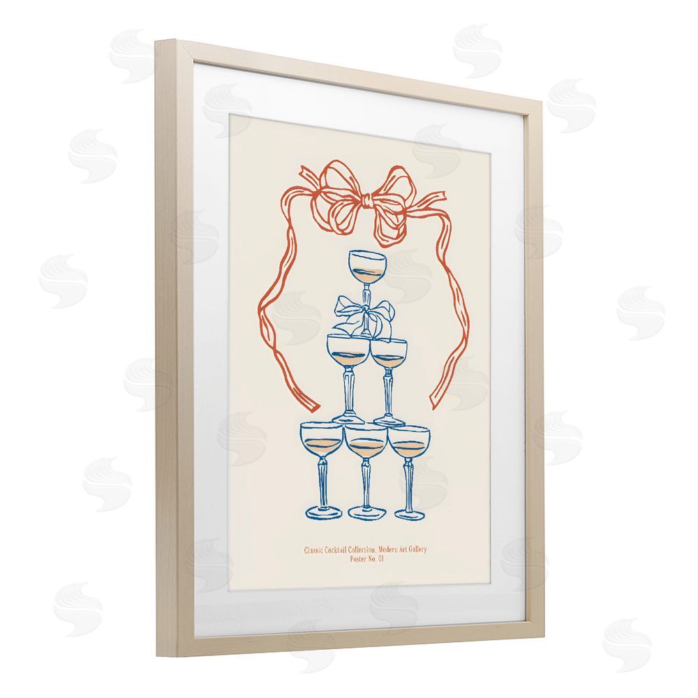 The Prints Vibe Classic Cocktail Tower Brown Framed Print Under Glass Wall Art