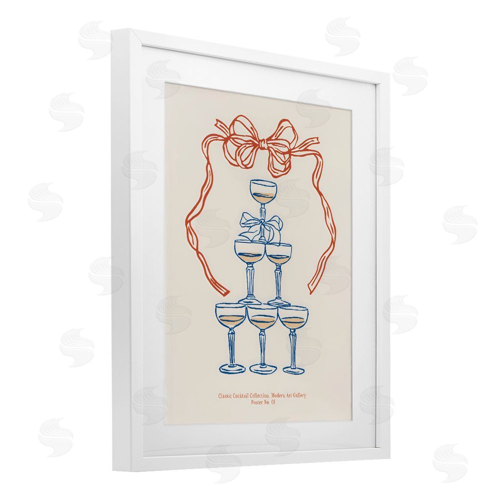 The Prints Vibe Classic Cocktail Tower White Framed Print Under Glass Wall Art