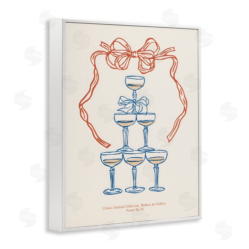 The Prints Vibe Classic Cocktail Tower White Framed Giclee Wall Art Print