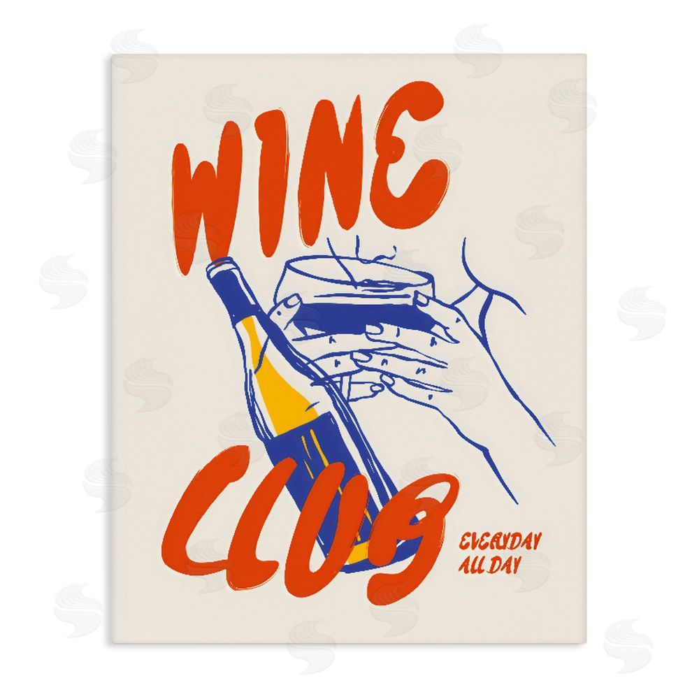 The Prints Vibe Wine Club Every Day Stretched Canvas Wall Art Print
