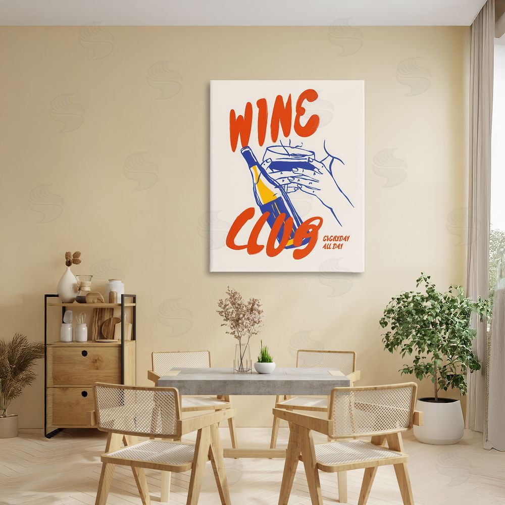The Prints Vibe Wine Club Every Day Stretched Canvas on Wall