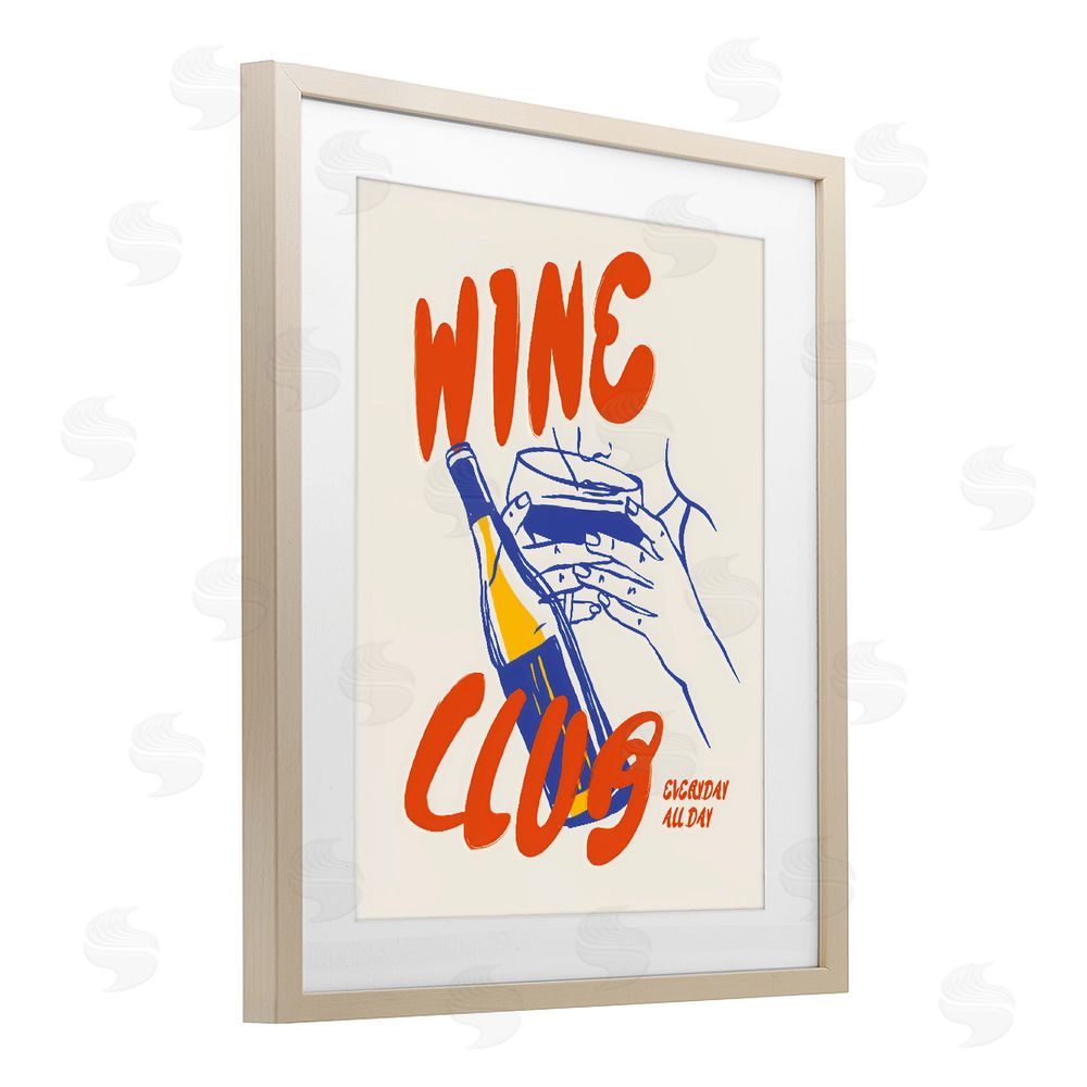 The Prints Vibe Wine Club Every Day Brown Framed Print Under Glass with White Mat Wall Art