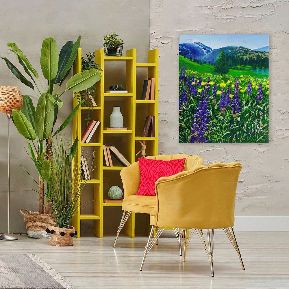 Lee Ann Zirbes Flower Speckled Valley Stretched Canvas Wall Art in Room