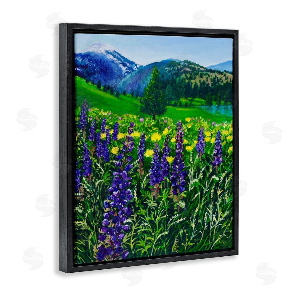 Lee Ann Zirbes Flower Speckled Valley Black Floating Framed Canvas Wall Art