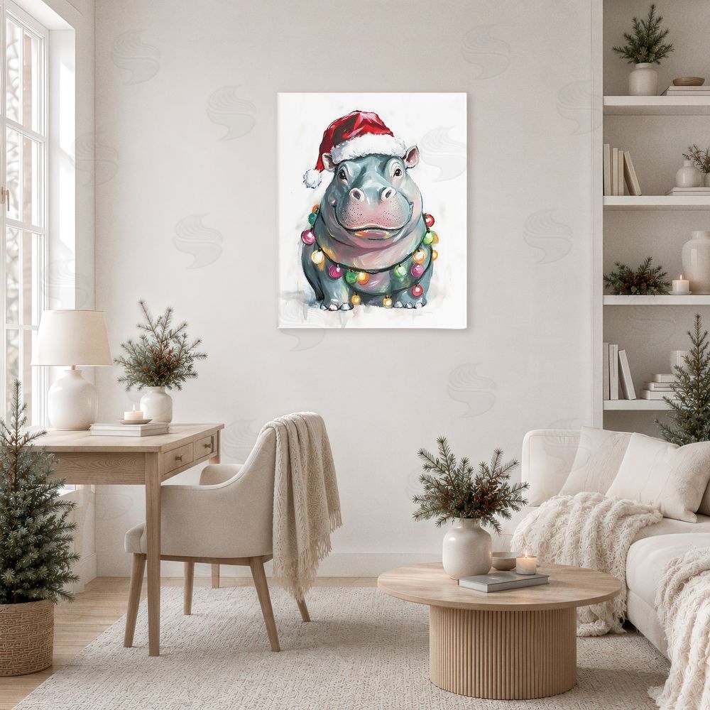 The Prints Vibe Christmas Lights Bedecked Hippo