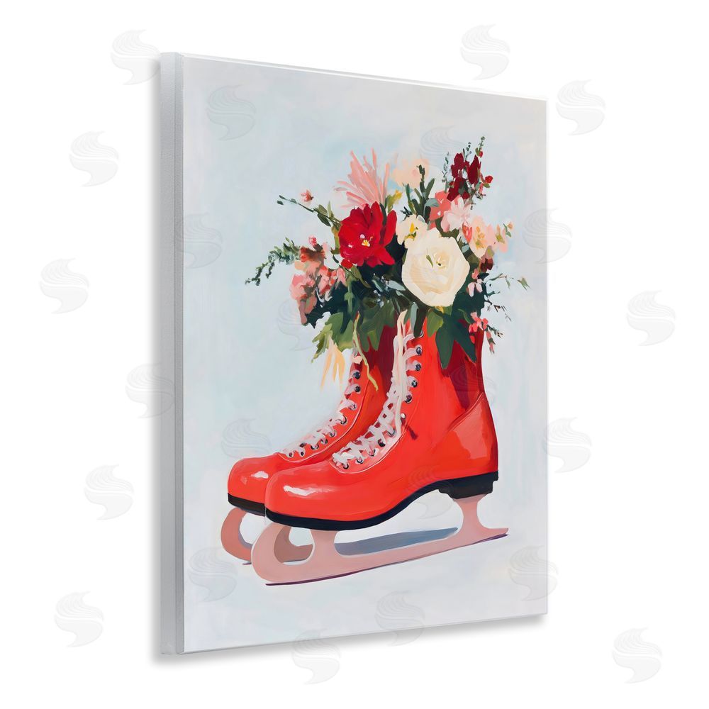 The Prints Vibe Floral Ice Skates Wall Plaque Home Decor Art Print