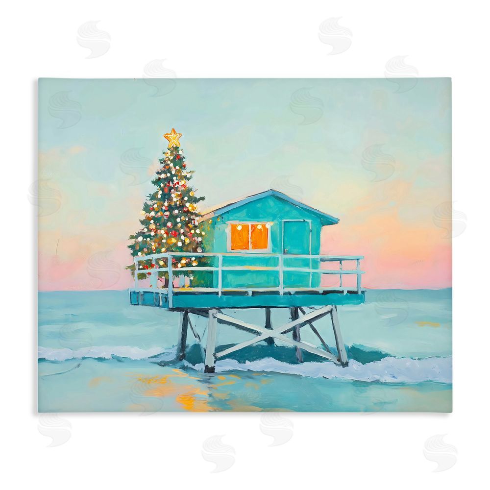The Prints Vibe Christmas Lifeguard Stand Stretched Canvas Wall Art Print