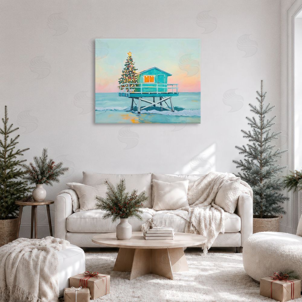 The Prints Vibe Christmas Lifeguard Stand Stretched Canvas Wall Art in Room