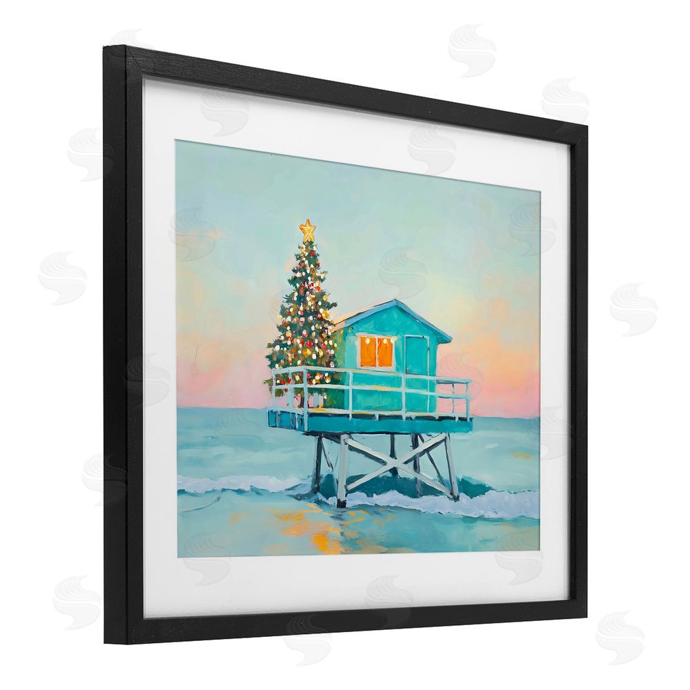 The Prints Vibe Christmas Lifeguard Stand Black Framed Print Under Glass Wall Art
