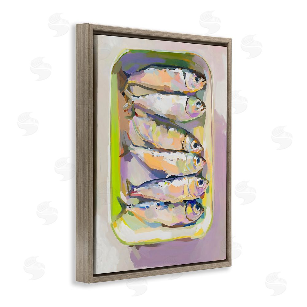 The Prints Vibe Vibrant Hued Sardines Brown Floating Framed Canvas Wall Art Print