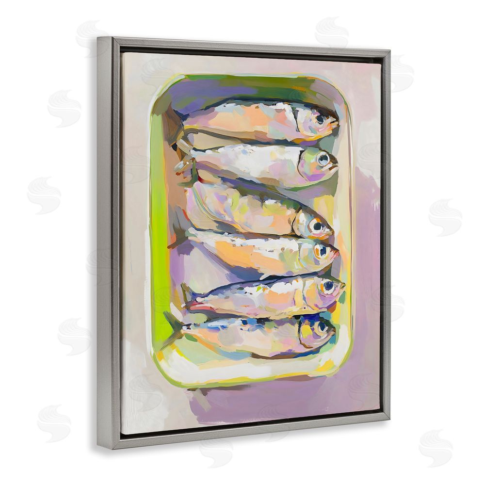 The Prints Vibe Vibrant Hued Sardines Gray Floating Framed Canvas Wall Art Print