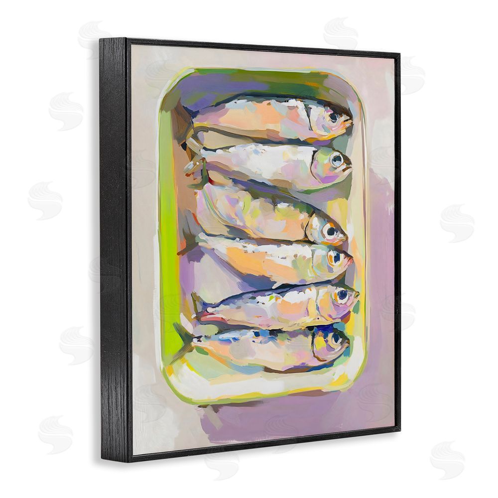 The Prints Vibe Vibrant Hued Sardines Black Framed Giclee Wall Art Print