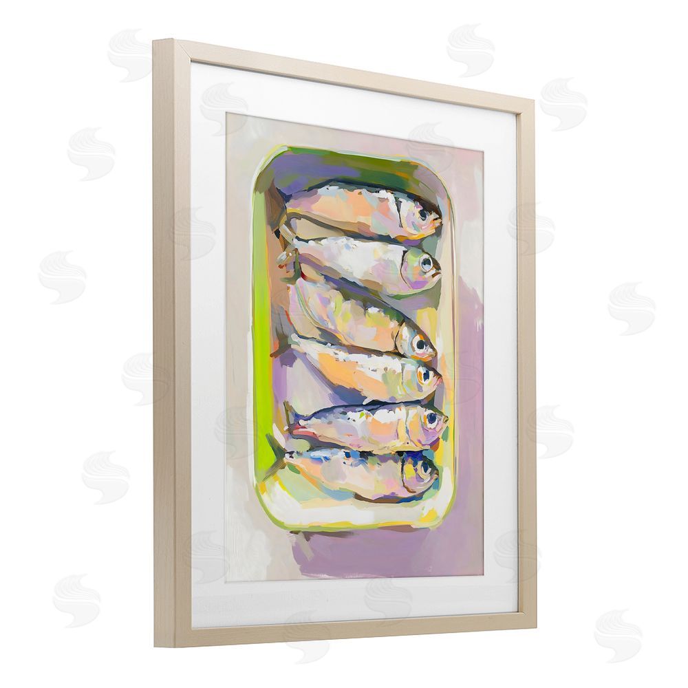 The Prints Vibe Vibrant Hued Sardines Brown Framed Print Under Glass with White Mat Wall Art