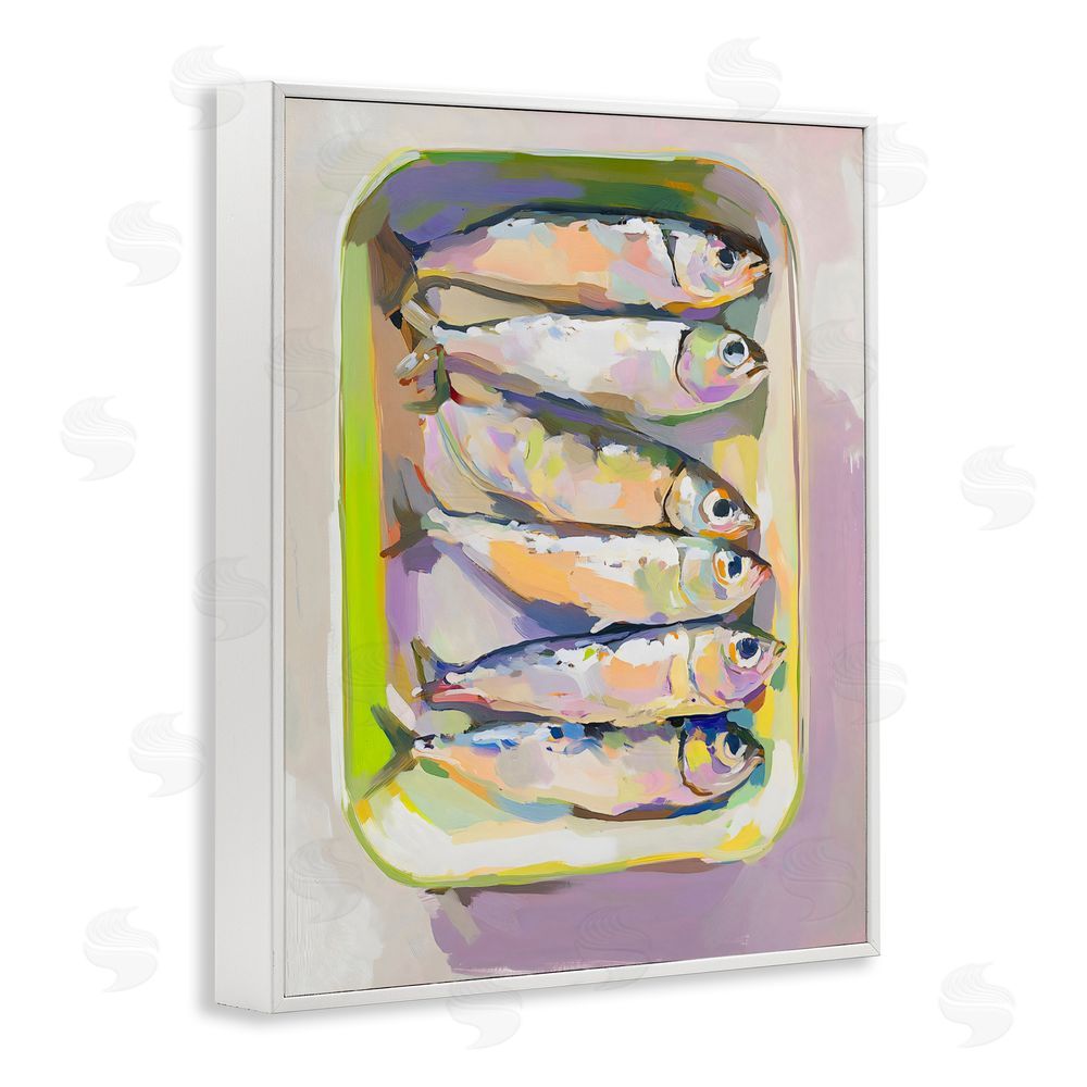 The Prints Vibe Vibrant Hued Sardines White Framed Giclee Wall Art Print