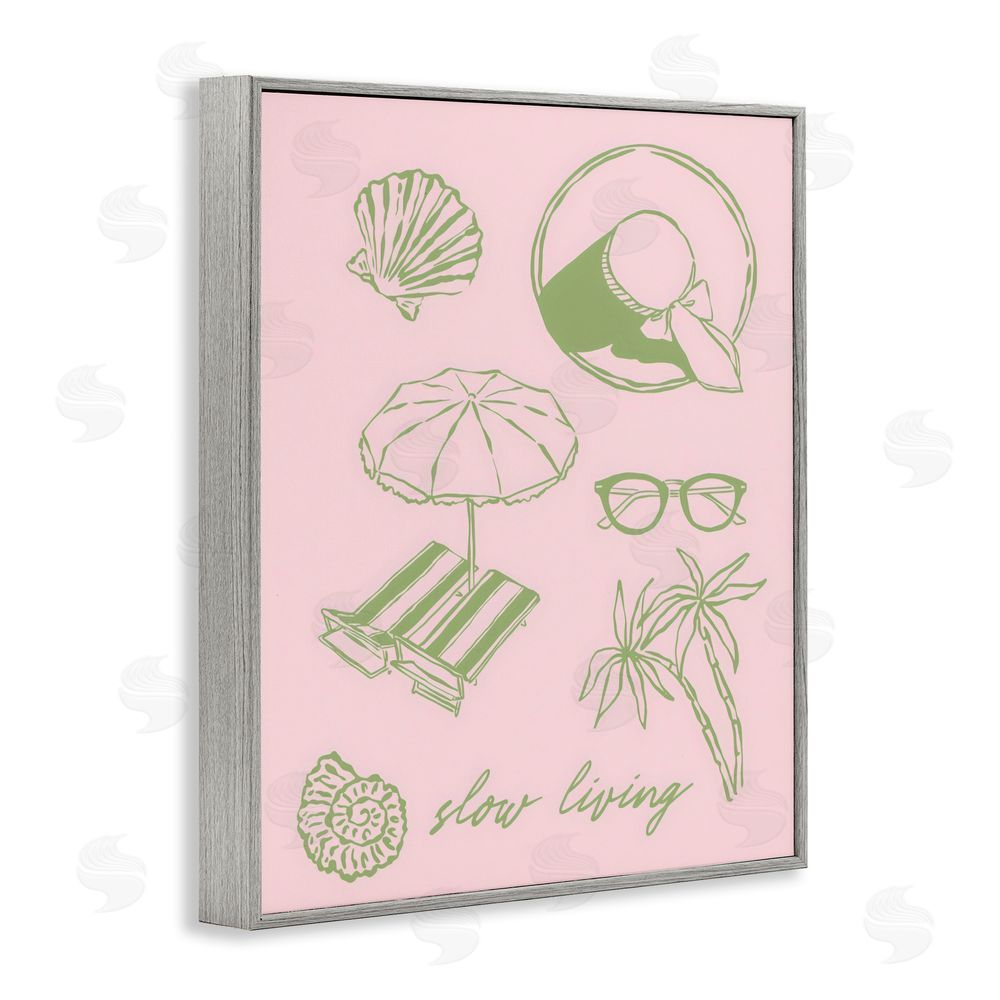 The Prints Vibe Slow Beach Living Gray Framed Giclee Wall Art Print