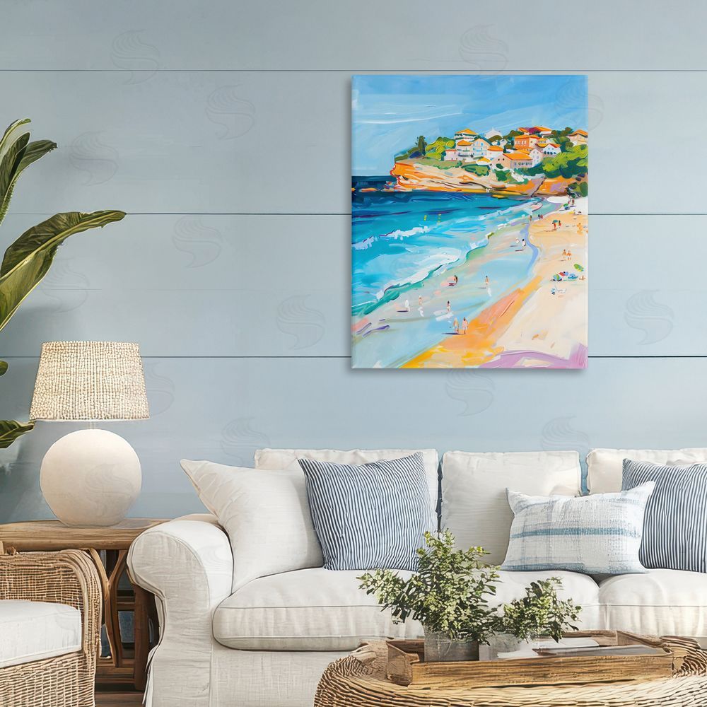 The Prints Vibe Bondi Beach Cove Stretched Canvas Wall Art Print in Room