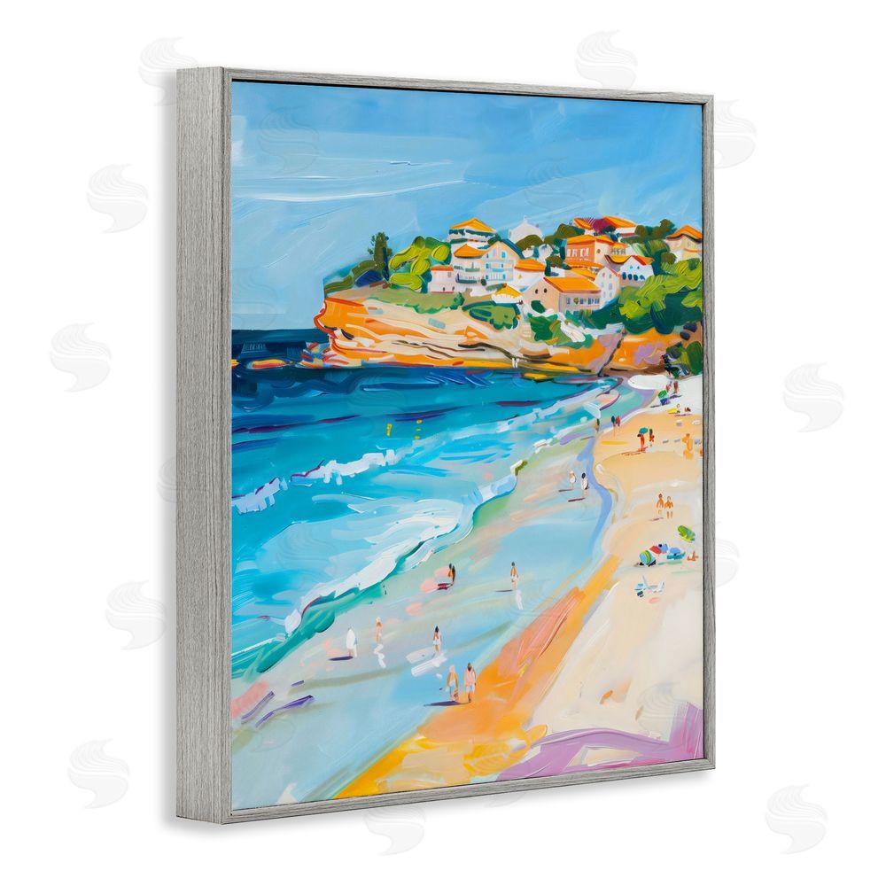 The Prints Vibe Bondi Beach Cove Gray Framed Giclee Wall Art Print