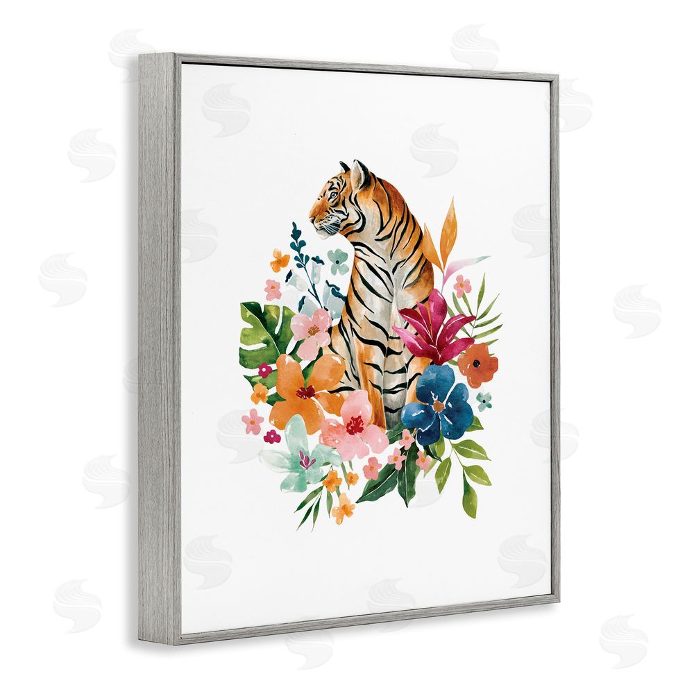 Bethany Sandoval Tropical Jungle Tiger Gray Framed Giclee Wall Art Print