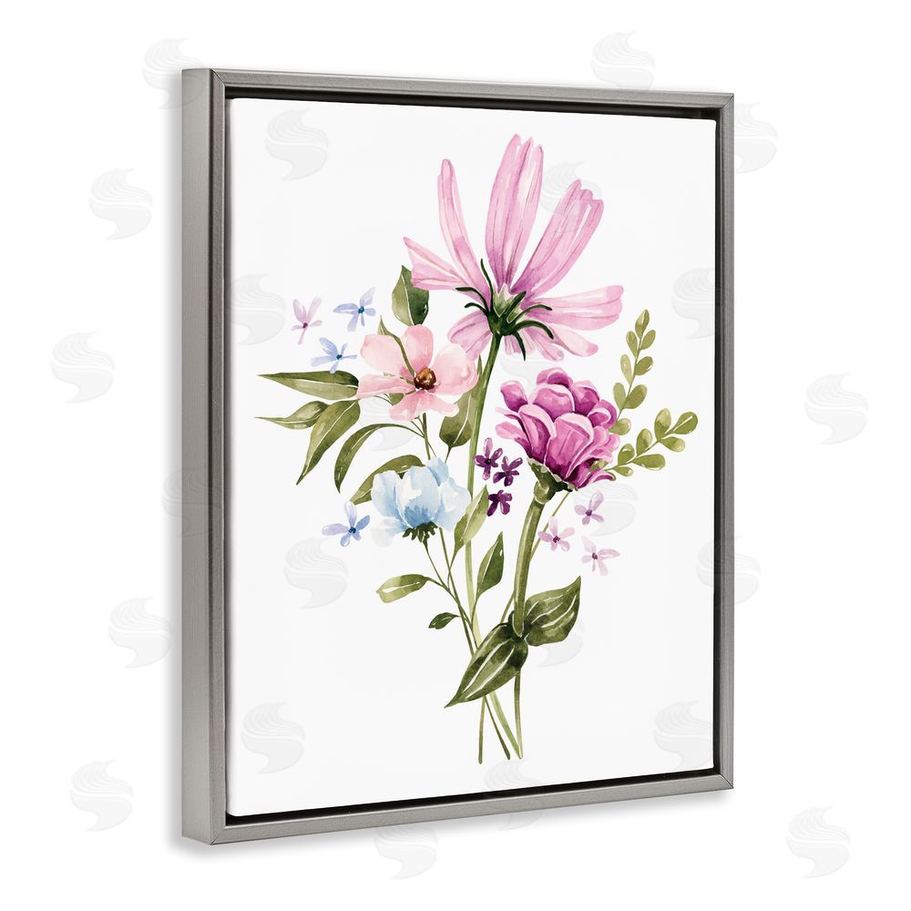Bethany Sandoval Wildflower Fields Floral Bundle Gray Floating Framed Canvas Wall Art Print