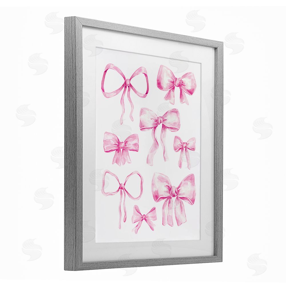 Bethany Sandoval Coquette Bow Collection Gray Framed Print Under Glass Wall Art