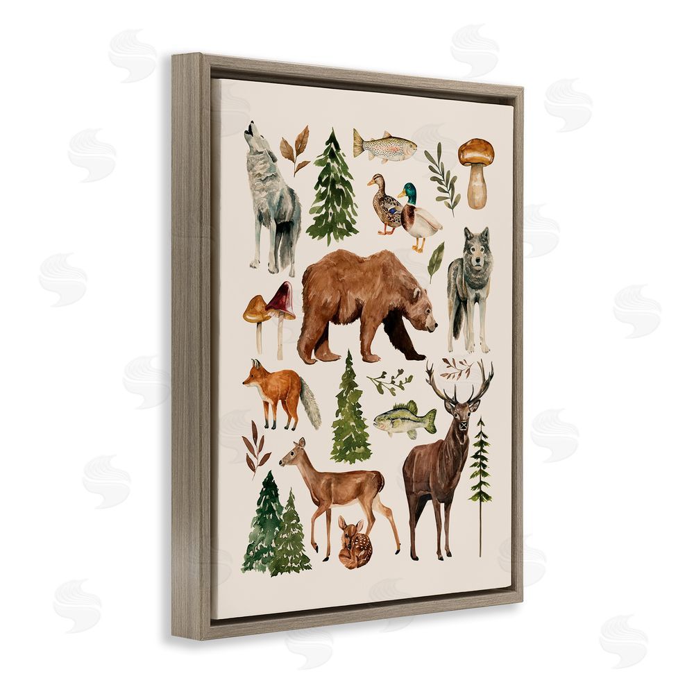 Bethany Sandoval The Wild Wood Animals Brown Floating Frame Canvas Wall Art Print