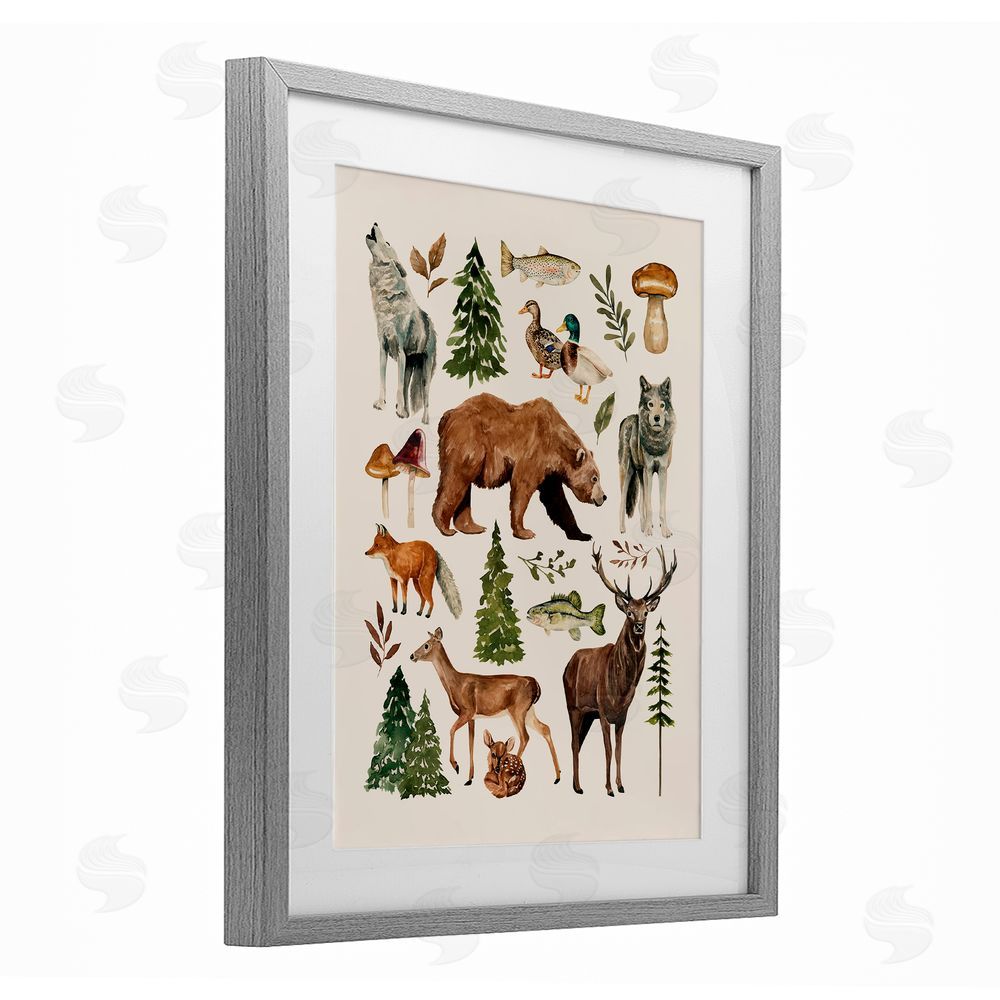 Bethany Sandoval The Wild Wood Animals Gray Framed Print Under Glass Wall Art
