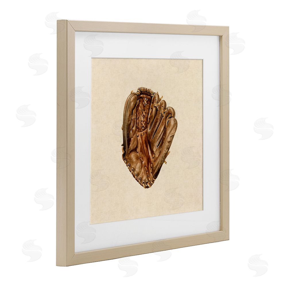 Bethany Sandoval All Star Baseball Glove Brown Framed Print Under Glass Wall Art