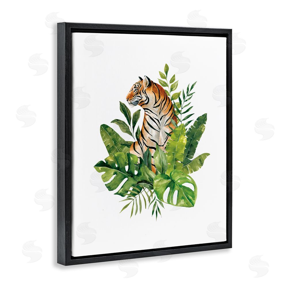 Bethany Sandoval Exotic Jungle Tiger Black Floating Frame Canvas Wall Art Print