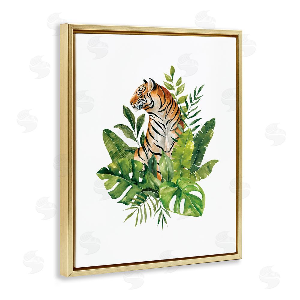 Bethany Sandoval Exotic Jungle Tiger Gold Floating Frame Canvas Wall Art Print