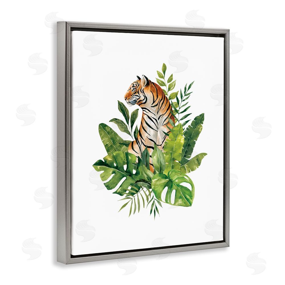 Bethany Sandoval Exotic Jungle Tiger Gray Floating Frame Canvas Wall Art Print