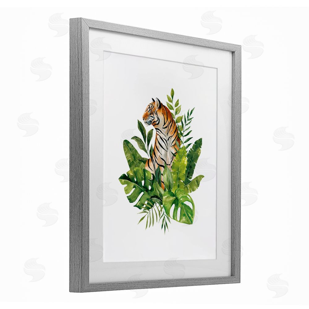 Bethany Sandoval Exotic Jungle Tiger Gray Framed Print Under Glass Wall Art