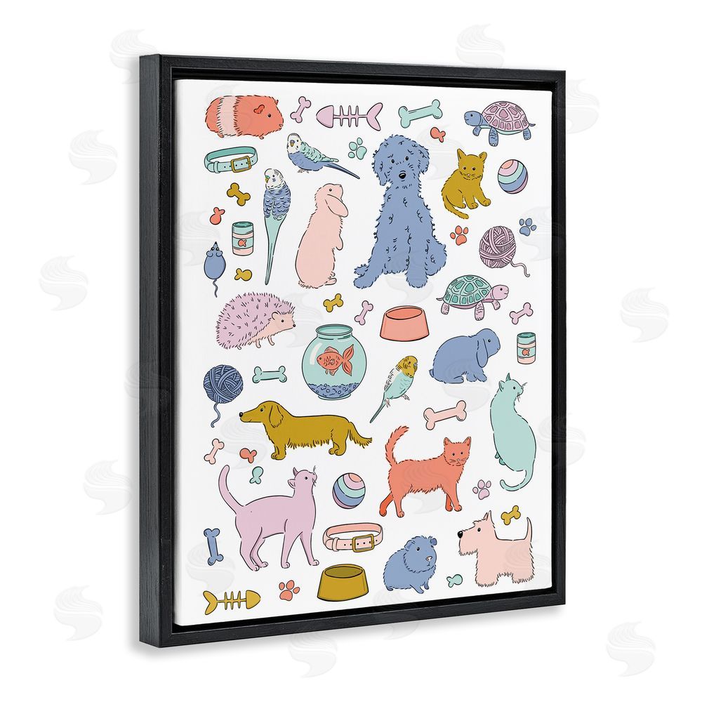 Bethany Sandoval Pet Shop Menagerie Black Floating Frame Canvas Wall Art Print