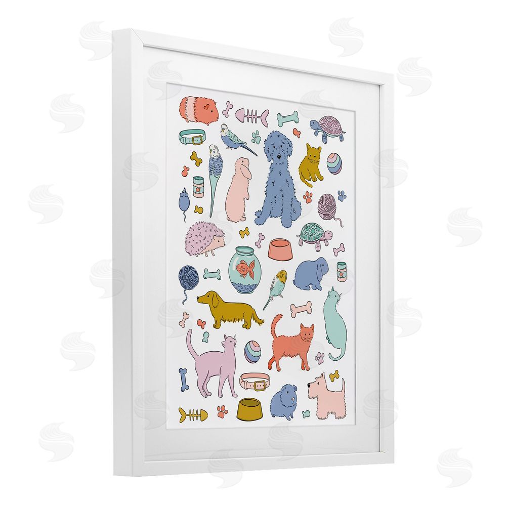 Bethany Sandoval Pet Shop Menagerie White Framed Print Under Glass Wall Art