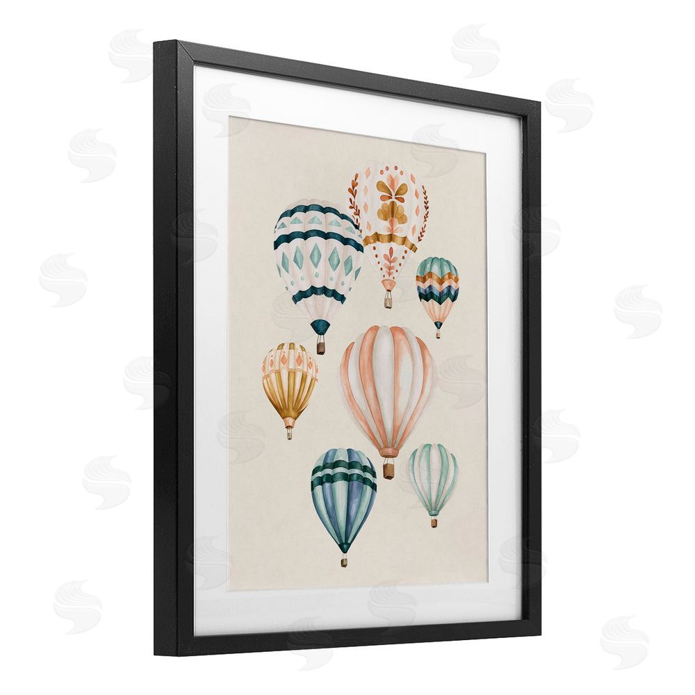 Bethany Sandoval Wanderlust Hot Air Balloons Black Framed Print Under Glass Wall Art