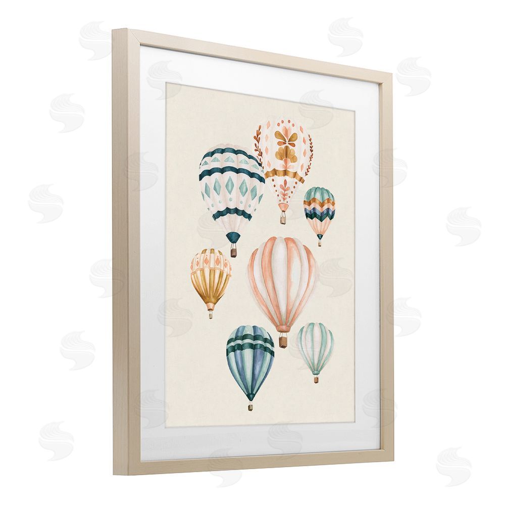 Bethany Sandoval Wanderlust Hot Air Balloons Brown Framed Print Under Glass Wall Art