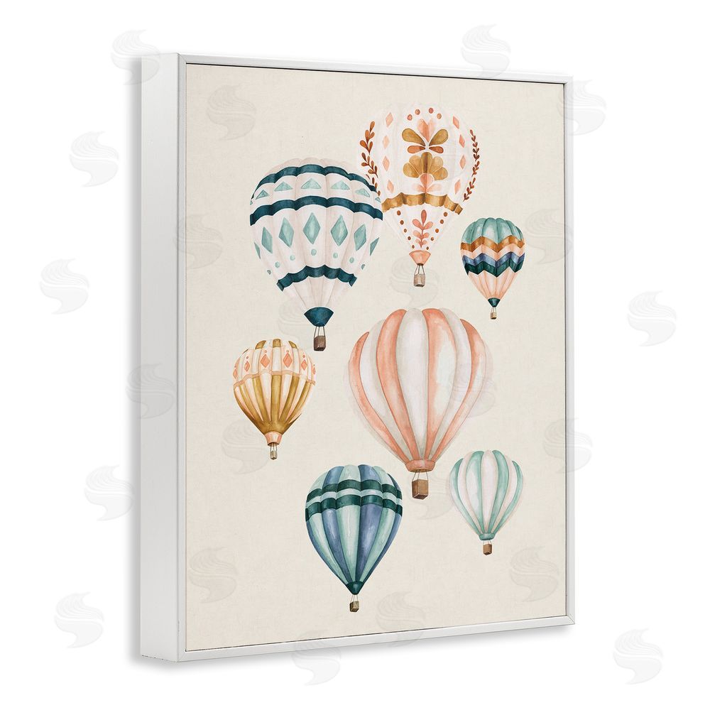 Bethany Sandoval Wanderlust Hot Air Balloons White Framed Giclee Wall Art Print