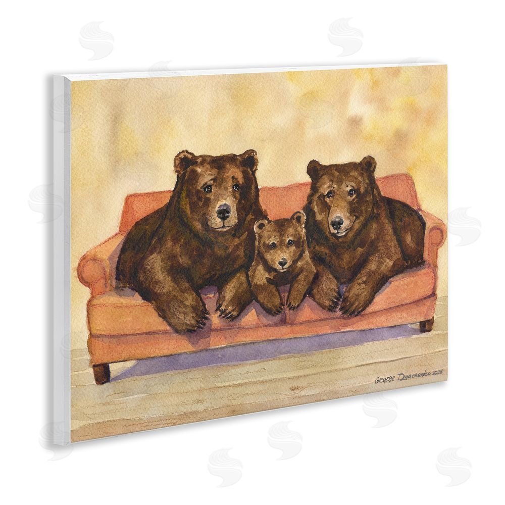 George Dyachenko Bear Family Trio Wall Plaque Art Print with White Foil Wrap