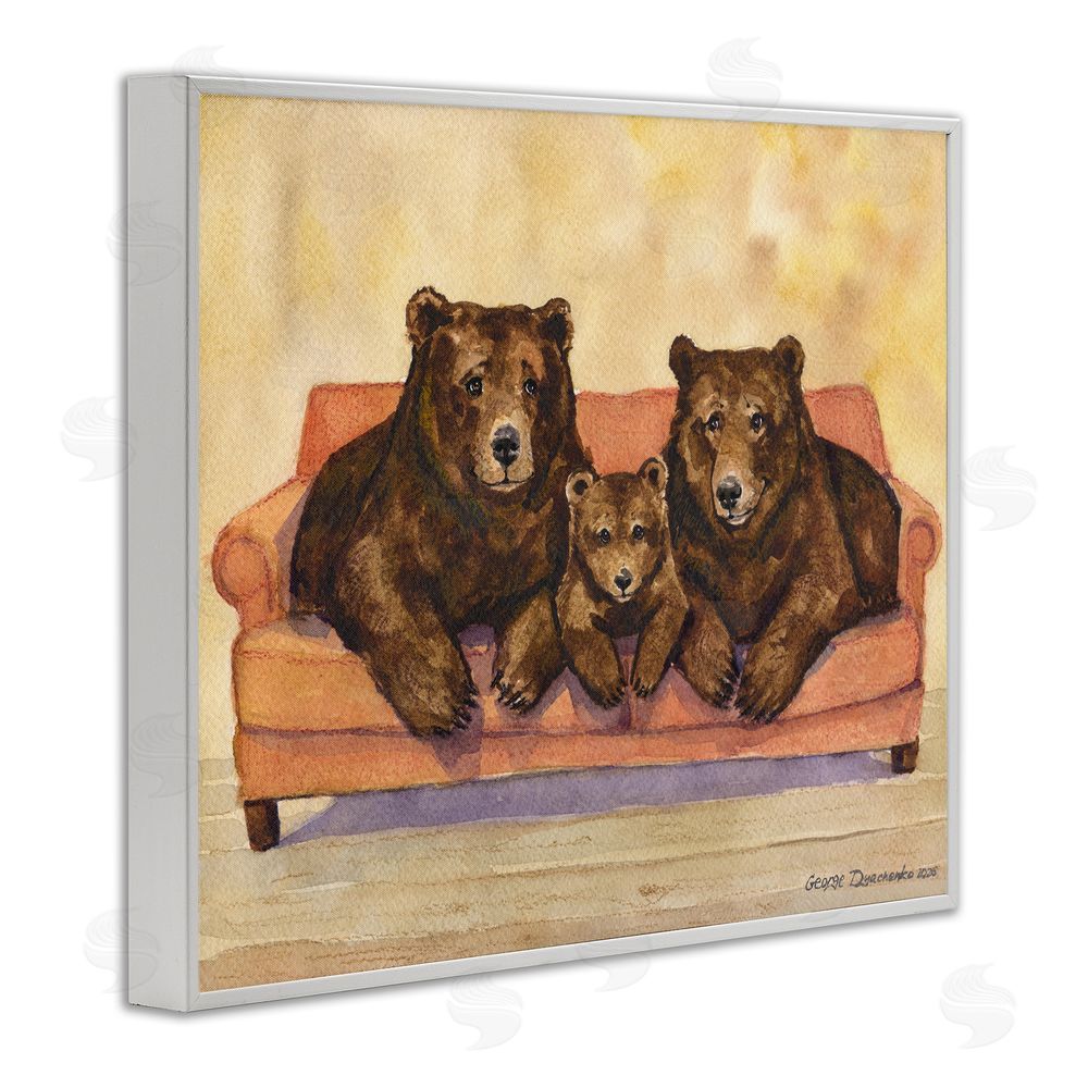 George Dyachenko Bear Family Trio White Framed Giclee Wall Art Print
