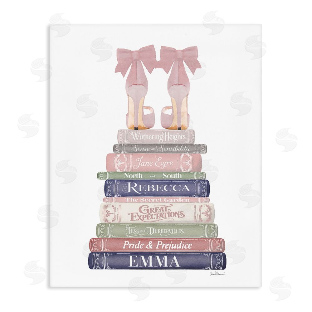 Amanda Greenwood Heels Atop Classic Books Stretched Canvas Wall Art