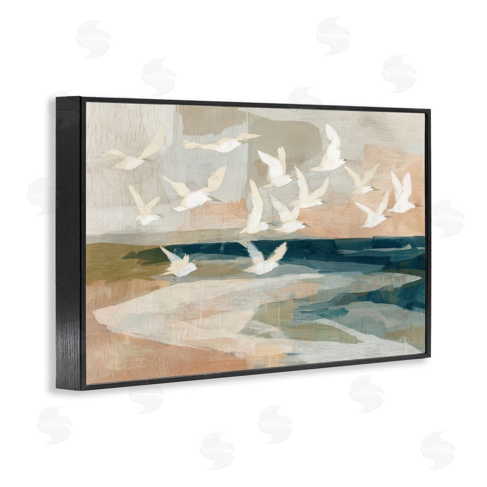 Chromatic Storm Studio Birds in Flight Over Water Black Framed Giclee Wall Art Print