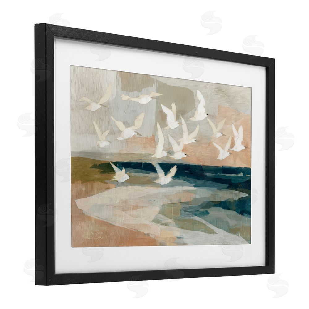 Chromatic Storm Studio Birds in Flight Over Water Black Framed Print Under Glass with Matting Wall Art