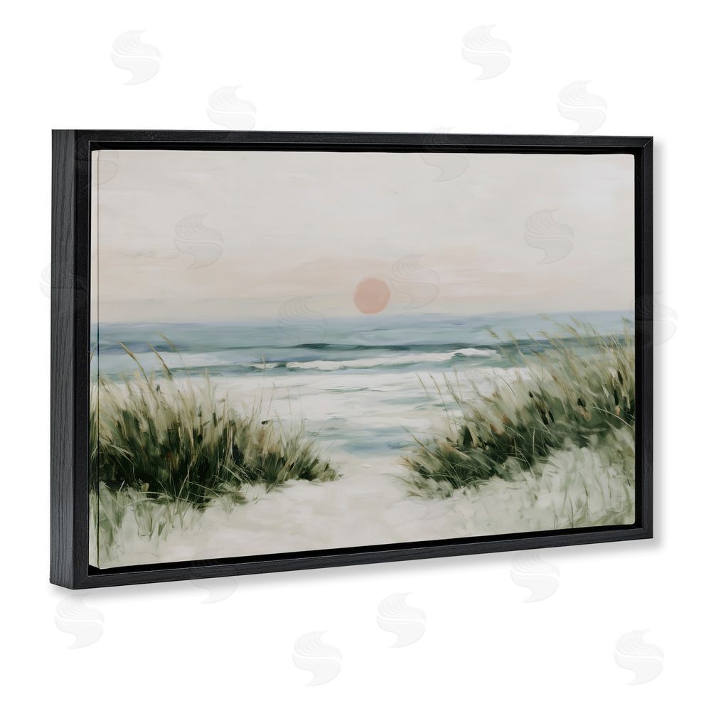 Chromatic Storm Studio Coastal Dunes with Wild Beach Grass Black Floating Frame Canvas Wall Art Print