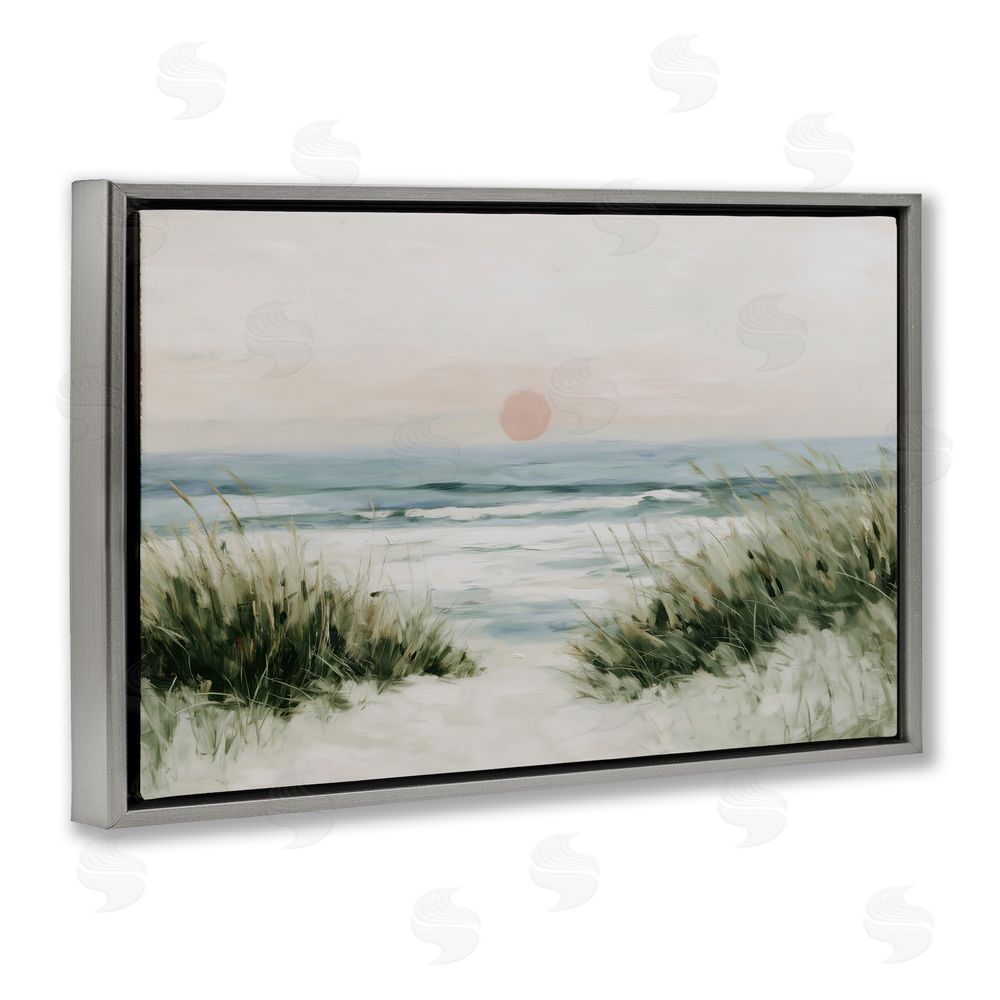 Chromatic Storm Studio Coastal Dunes with Wild Beach Grass Gray Floating Frame Canvas Wall Art Print
