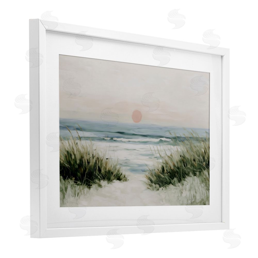 Chromatic Storm Studio Coastal Dunes with Wild Beach Grass White Framed Print Under Glass Wall Art