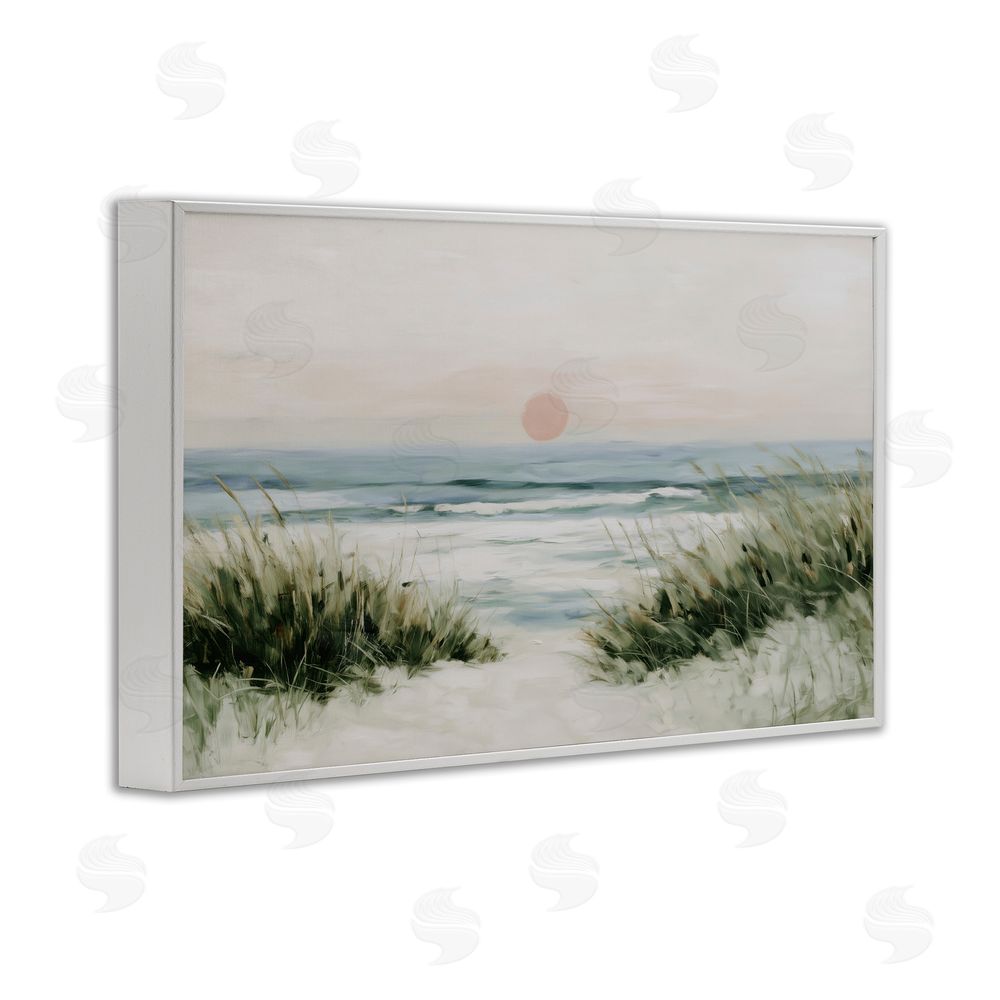 Chromatic Storm Studio Coastal Dunes with Wild Beach Grass White Framed Giclee Wall Art Print