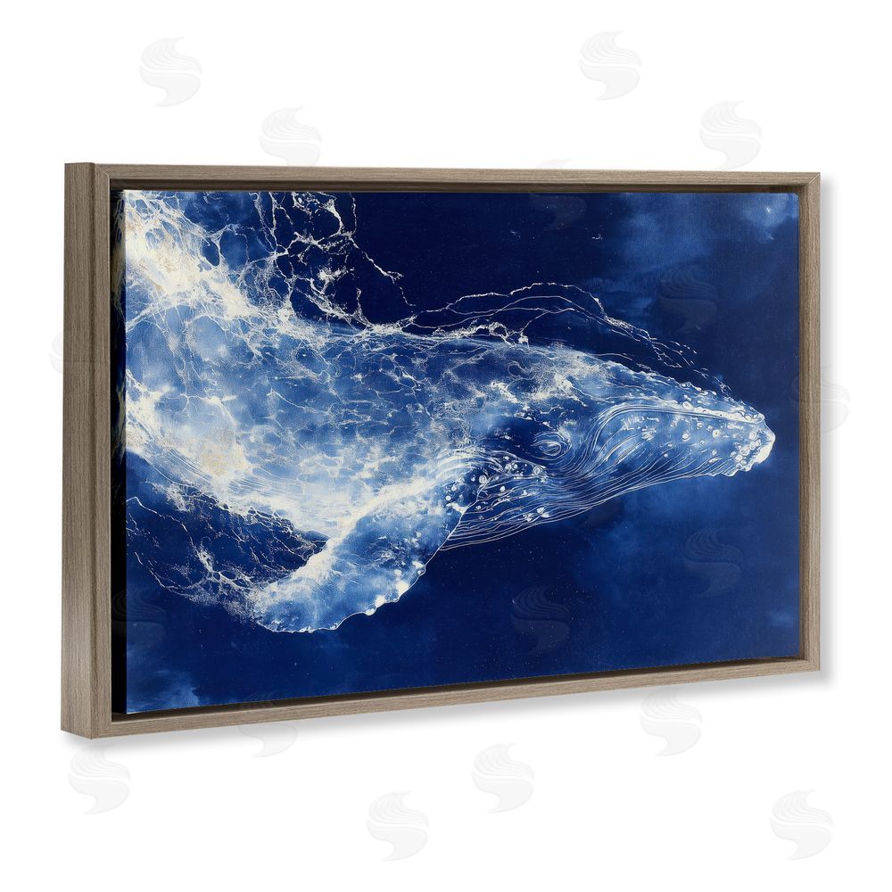 Chromatic Storm Studio Whale in Motion Brown Floating Framed Canvas Wall Art Print