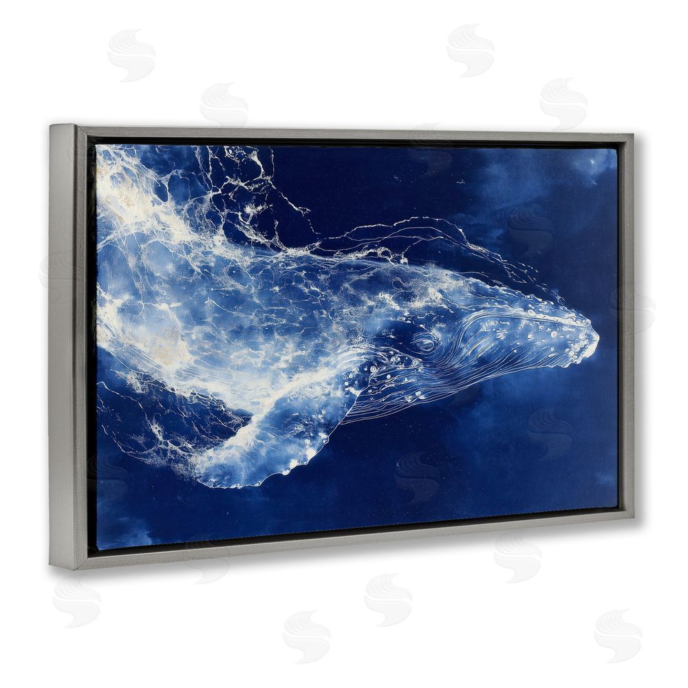 Chromatic Storm Studio Whale in Motion Gray Floating Framed Canvas Wall Art Print