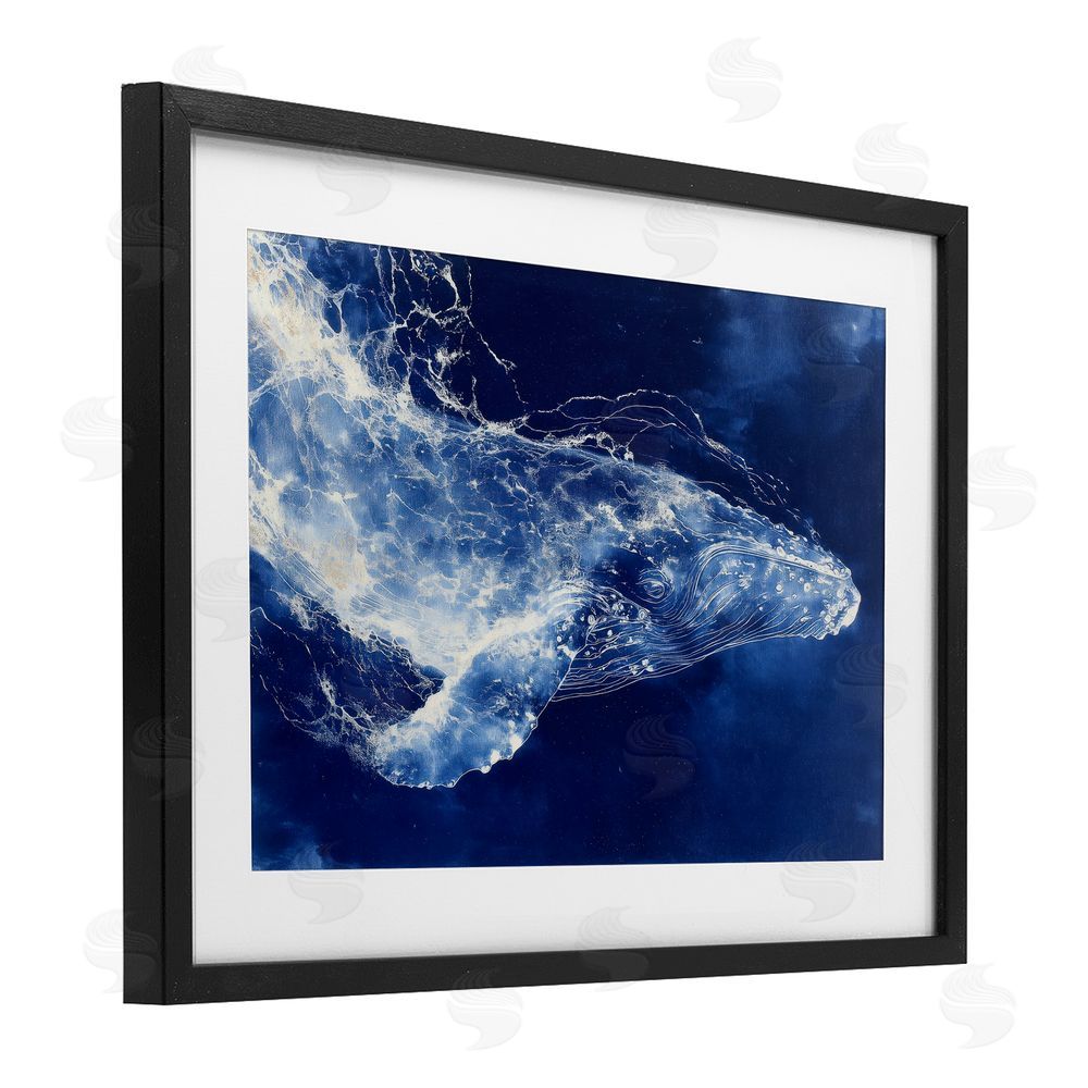 Chromatic Storm Studio Whale in Motion Black Framed Print Under Glass with White Mat Wall Art